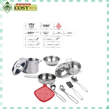 Bộ dụng cụ nhà bếp inox với 11 chi tiết gồm nồi, chảo, xong hấp và đồ nấu ăn cao cấp