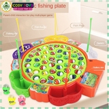 Đồ chơi câu cá chạy pin câu cỡ lớn bằng nam châm hoặc móc, có đèn và nhạc và đĩa xoay cho bé