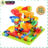 Đồ chơi xếp hình lắp ghép cầu trượt lăn bi nhiều tầng với 168 chi tiết cho bé