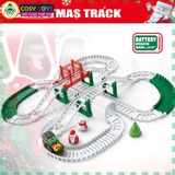 Đồ chơi lắp ghép đoàn tàu xe lửa đường ray mô hình giáng sinh kèm các mô hình ông già noel cho bé