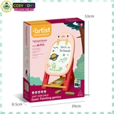 Bảng vẽ thông minh có 2 mặt hút nam châm cho bé, kèm phấn, bút màu và trò chơi thẻ với 46 chi tiết, mô hình chim cánh cụt