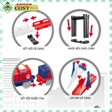 Đồ chơi lắp ráp mô hình đường tàu xe lửa chạy pin với đường ray lớn và nhiều toa tàu cho bé