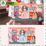 Đồ chơi búp bê thú cưng kèm xe đẩy thú cưng, đồ dùng chăm sóc thú cho bé