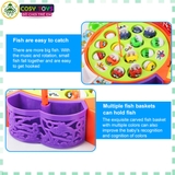 Đồ chơi câu cá chạy pin câu cỡ lớn bằng nam châm hoặc móc, có đèn và nhạc và đĩa xoay cho bé