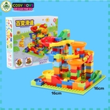 Đồ chơi xếp hình lắp ghép cầu trượt lăn bi nhiều tầng với 168 chi tiết cho bé