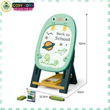 Bảng vẽ thông minh có 2 mặt hút nam châm cho bé, kèm phấn, bút màu và trò chơi thẻ với 46 chi tiết, mô hình chim cánh cụt
