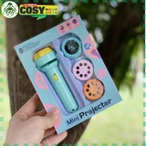 Đèn pin chiếu hình sắc nét với 80 hình động vật nhân vật hoạt hình kèm 10 thẻ xoay cho bé
