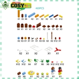 Đồ chơi lắp ghép xếp hình tháp cầu trượt đu quay kèm bi nhựa với 469 chi tiết