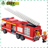 Đồ chơi lắp ghép xếp hình xe thang cứu hỏa cảnh sát 2 trong 1 với 324 mảnh ghép