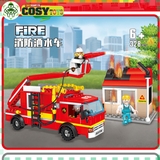 Đồ chơi lắp ghép xếp hình xe cứu hỏa cảnh sát có vòi rồng với 328 mảnh ghép