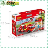 Đồ chơi lắp ghép xếp hình xe cứu hỏa cảnh sát có vòi rồng với 328 mảnh ghép