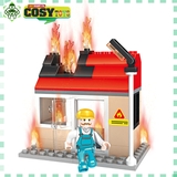 Đồ chơi lắp ghép xếp hình xe cứu hỏa cảnh sát có vòi rồng với 328 mảnh ghép