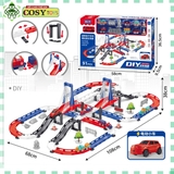 Đồ chơi lắp ráp mô hình đường tàu xe lửa chạy pin với đường ray lớn và nhiều toa tàu cho bé