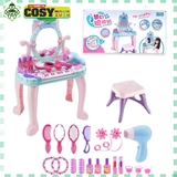 Đồ chơi bàn trang điểm có ghế ngồi kèm đàn piano và dụng cụ trang điểm, gương, kẹp tóc.....với hơn 22 chi tiết