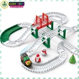 Đồ chơi lắp ghép đoàn tàu xe lửa đường ray mô hình giáng sinh kèm các mô hình ông già noel cho bé