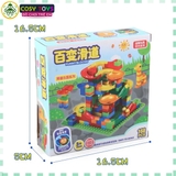 Đồ chơi xếp hình lắp ghép cầu trượt lăn bi nhiều tầng với 168 chi tiết cho bé