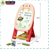 Bảng vẽ thông minh có 2 mặt hút nam châm cho bé, kèm phấn, bút màu và trò chơi thẻ với 46 chi tiết, mô hình chim cánh cụt