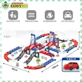 Đồ chơi lắp ráp mô hình đường tàu xe lửa chạy pin với đường ray lớn và nhiều toa tàu cho bé