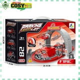 Đồ chơi mô hình bãi đỗ ô tô, trực thăng có nhà chứa, đường ray với hơn 28 chi tiết