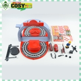 Đồ chơi mô hình bãi đỗ ô tô, trực thăng có nhà chứa, đường ray với hơn 28 chi tiết