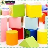 Bộ xếp hình thông minh bằng gỗ đa năng nhiều mẫu ghép và hình khối với 62 chi tiết cho bé