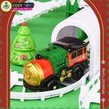 Đồ chơi lắp ghép đoàn tàu xe lửa đường ray mô hình giáng sinh kèm các mô hình ông già noel cho bé