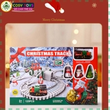 Đồ chơi lắp ghép đoàn tàu xe lửa đường ray mô hình giáng sinh kèm các mô hình ông già noel cho bé