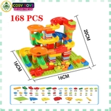 Đồ chơi xếp hình lắp ghép cầu trượt lăn bi nhiều tầng với 168 chi tiết cho bé