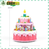 Đồ chơi hộp bánh sinh nhật kèm đồ trang trí, có đèn nhạc cho bé