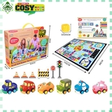 Đồ chơi thảm mô hình giao thông kèm xe hình con chó, mèo cho bé