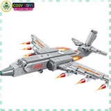 Đồ chơi lắp ghép xếp hình lắp ráp máy bay vận tải màu xám với 351 chi tiết