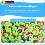 Đồ chơi câu cá chạy pin câu cỡ lớn bằng nam châm hoặc móc, có đèn và nhạc và đĩa xoay cho bé