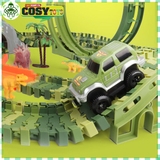Đồ chơi lắp ráp đường đua ô tô chạy pin mô hình khủng long với hơn 260 chi tiết
