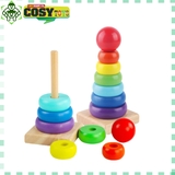 Combo đồ chơi gỗ 6 món: đồng hồ + con sâu + khéo tay luồn hạt + đàn + luồn cọc + xếp tháp