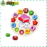 Combo đồ chơi gỗ 6 món: đồng hồ + con sâu + khéo tay luồn hạt + đàn + luồn cọc + xếp tháp