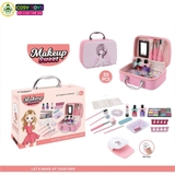 Đồ chơi hộp trang điểm kèm dụng cụ làm đẹp sơn móng, son môi và hơ móng tay...cho bé