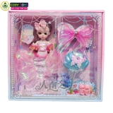 Đồ chơi búp bê mô nàng tiên cá cỡ lớn kèm nơ váy, giày và phụ kiện cho bé