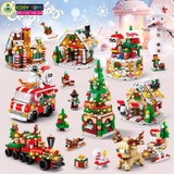 Đồ chơi lắp ghép xếp hình bánh kem gáng sinh và xe chở quà cùng ông già Noel 6 trong 1 với 307 chi tiết