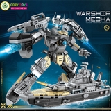 Đồ chơi lắp ghép xếp hình chiến binh robot biến hình 2 trong 1 thành tàu chiến với 429 chi tiết