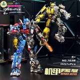 Đồ chơi lắp ghép xếp hình Bumbelee kết hợp trong bộ giáp vàng - xanh với hơn 1586 chi tiết