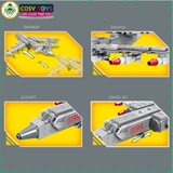 Đồ chơi lắp ghép xếp hình lắp ráp máy bay vận tải màu xám với 351 chi tiết