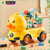 Đồ chơi xe ô tô đồ chơi vịt con kèm thùng chở lêgô 124 chi tiết cho bé
