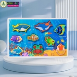 Đồ chơi tranh gỗ ghép 3D theo chủ đề kèm chữ cái tiếng anh, làm bằng gỗ thông an toàn cho bé