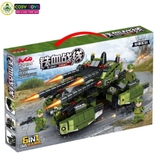 Đồ chơi lắp ghép xếp hình xe tăng nhiều nòng pháo kèm các xe nhỏ 6 trong 1 với 566 chi tiết