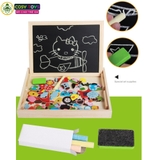 Đồ chơi bảng gỗ ghép nam châm hai mặt nhiều chủ đề cho bé