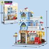 Đồ chơi lắp ghép xếp hình city nhà phố: quán cà phê, khách sạn, nhà hàng ... với 713, 760, 828 chi tiết