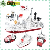 Đồ chơi lắp ghép xếp hình Tàu chiến đấu mini 6 in 1với 165 mảnh ghép, mẫu tàu chiến lớn và nhiều chi tiết cho bé