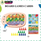 Bảng vẽ thông minh có 2 mặt hút nam châm cho bé, kèm phấn, bút màu và trò chơi thẻ với 46 chi tiết, mô hình chim cánh cụt