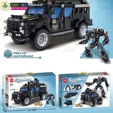 Đồ chơi lắp ghép mô hình xe chiến đấu SWAT Mecha biến hình robot 2 trong 1 với 941 mảnh ghép
