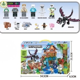 Đồ chơi lắp ghép xếp hình Mine Craft tales of the pasture rồng đen với hơn 820 chi tiết